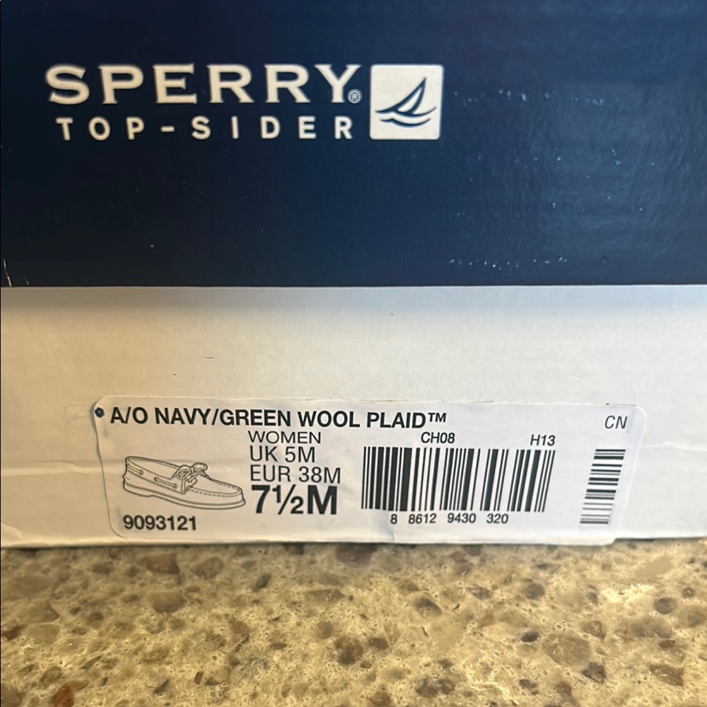 Sperry Women’s A/O Boat Shoes, Navy/Green Plaid, Size 7.5, NIB - Picture 5 of 5